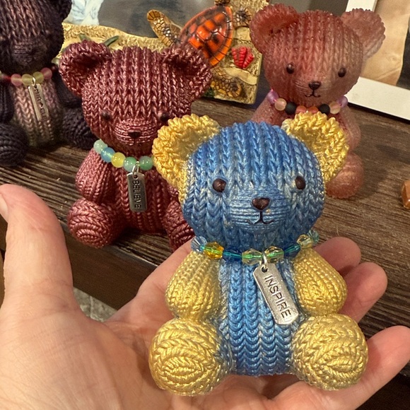 Handmade Other - Unique Resin , Charming “Knit Teddy Bear” with Inspire necklace